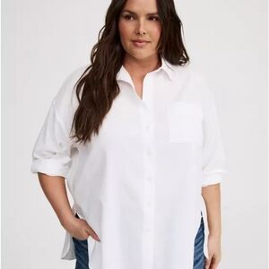 Torrid Bright White Drop Shoulder Shirt